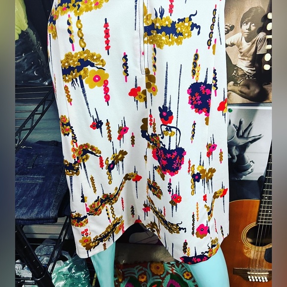🔥VINTAGE MOD 1960’s TWIGGY STYLE FLORAL RETRO DRESS L/XL - Picture 5 of 9